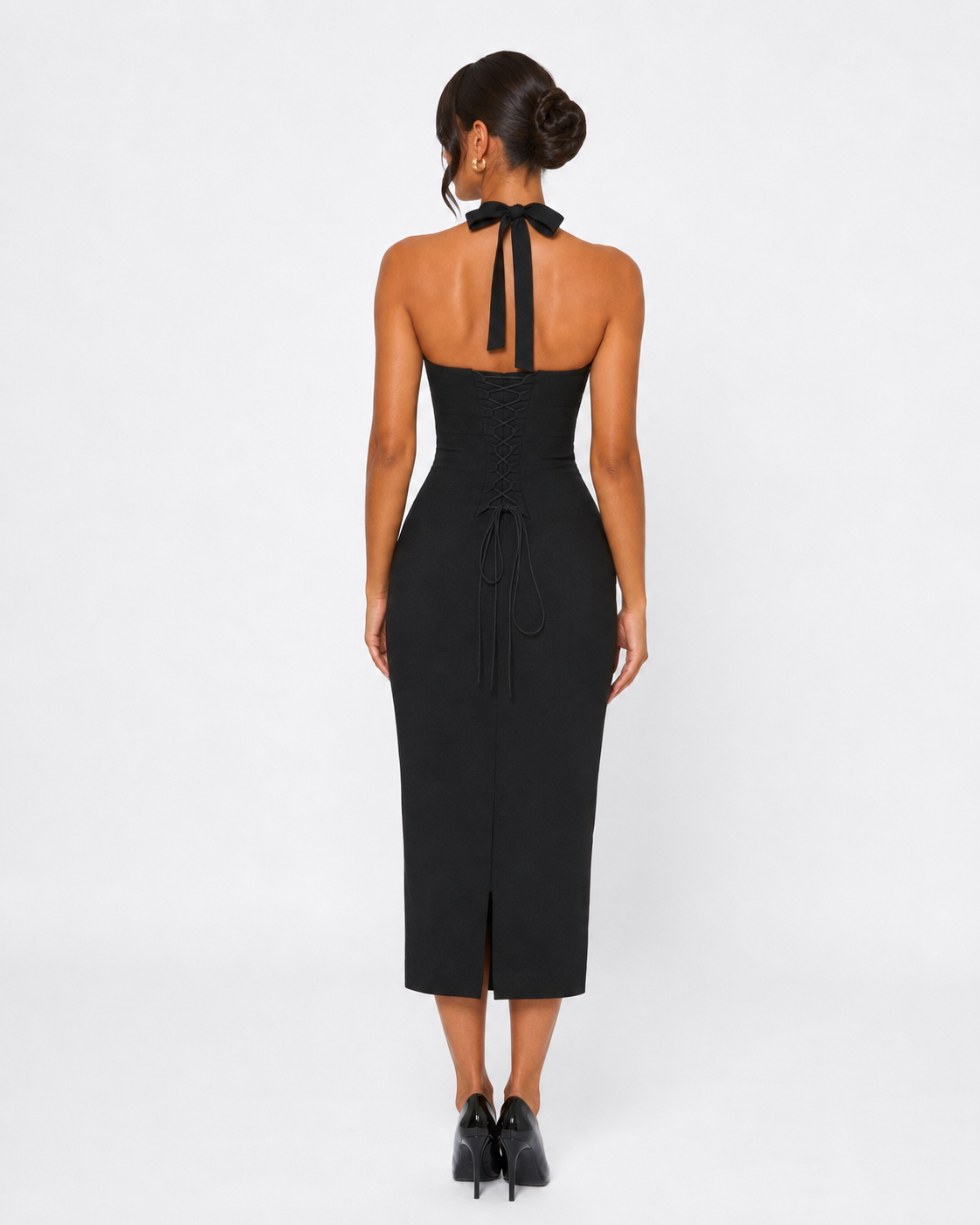 Eye Contact Halter Midi Dress – 10