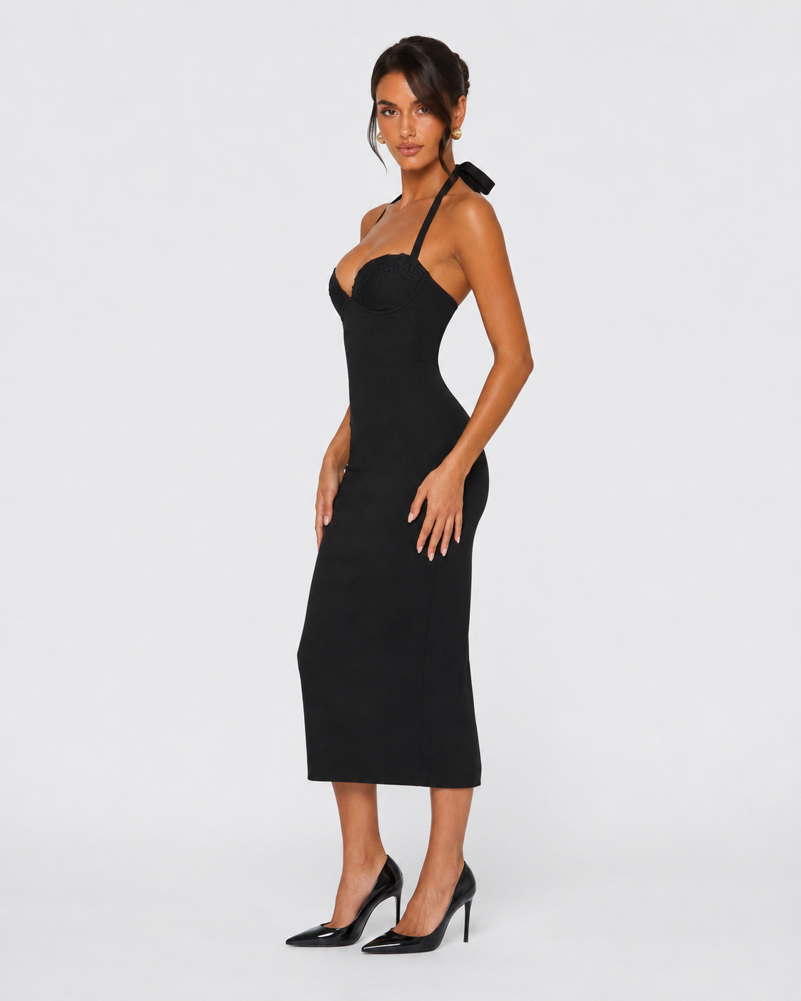 Eye Contact Halter Midi Dress – 7