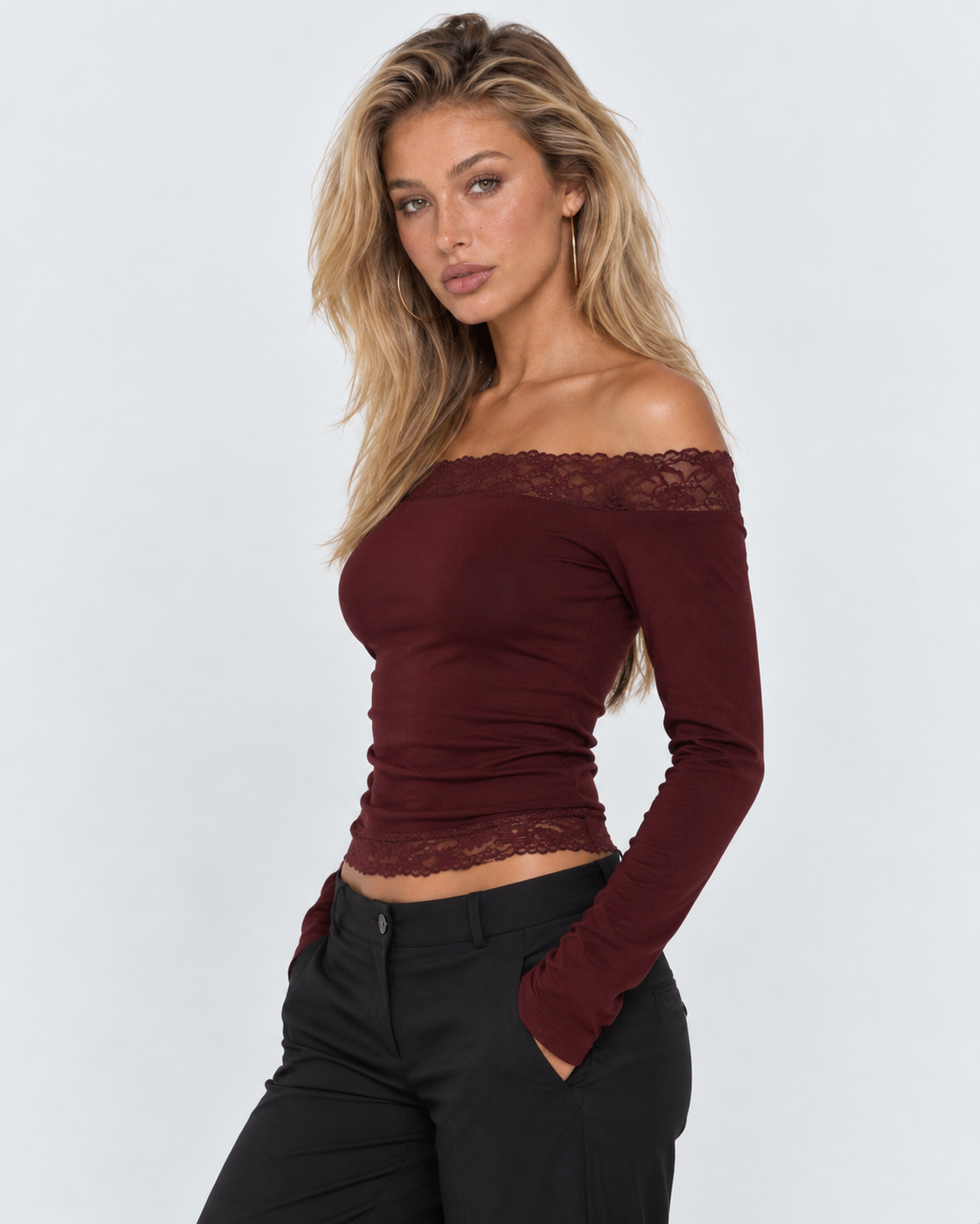Long Shot Off-Shoulder Lace Top – 9