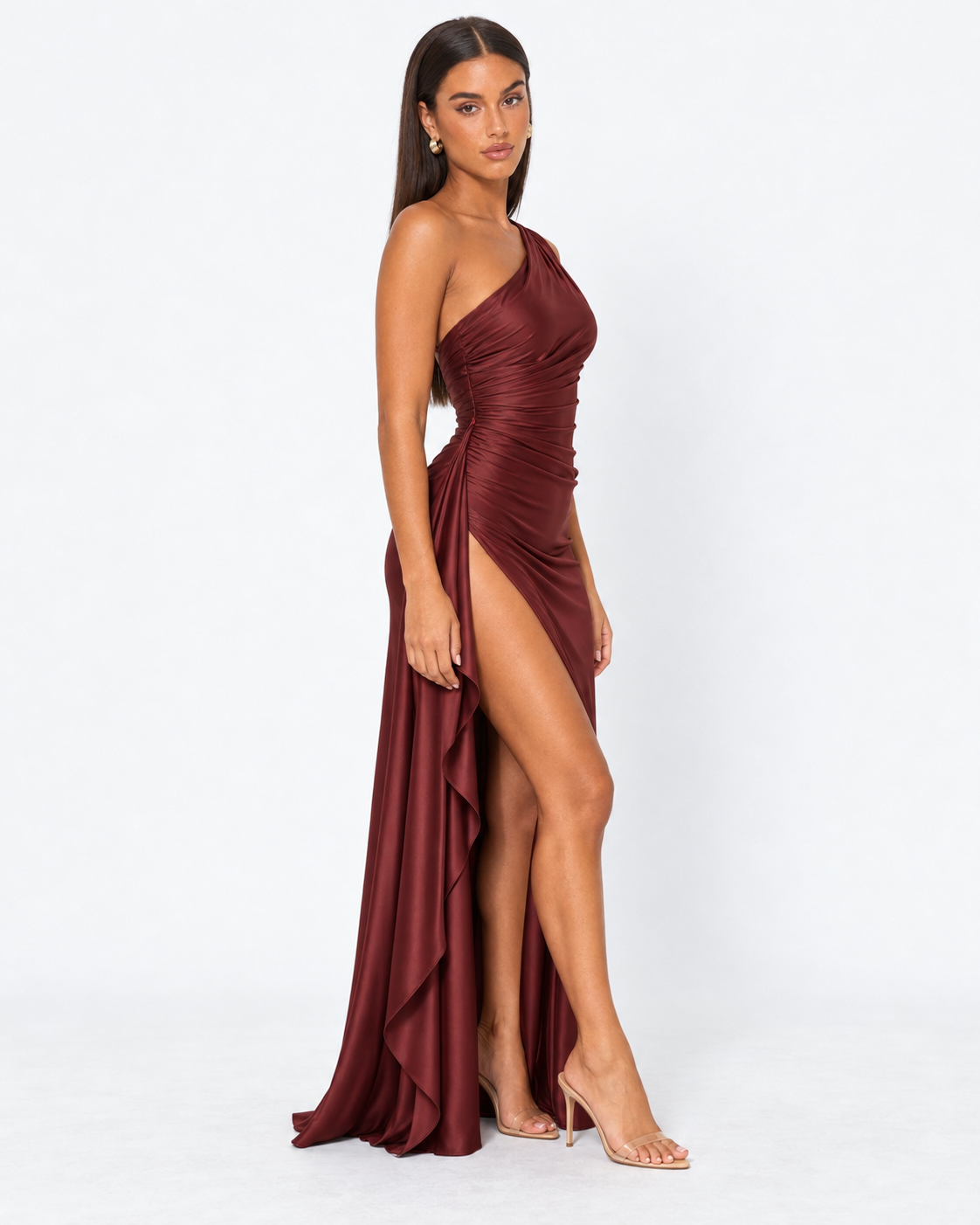 Encore One-Shoulder Satin Maxi Dress – 14