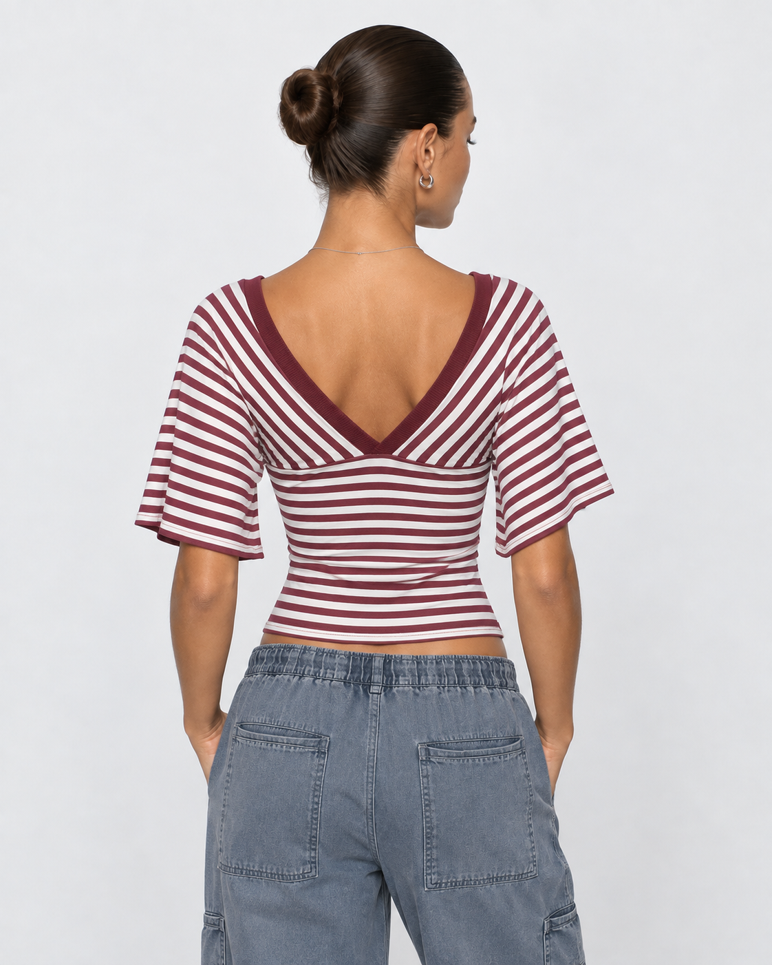 Weekend Pass Striped V-Neck Top – 15