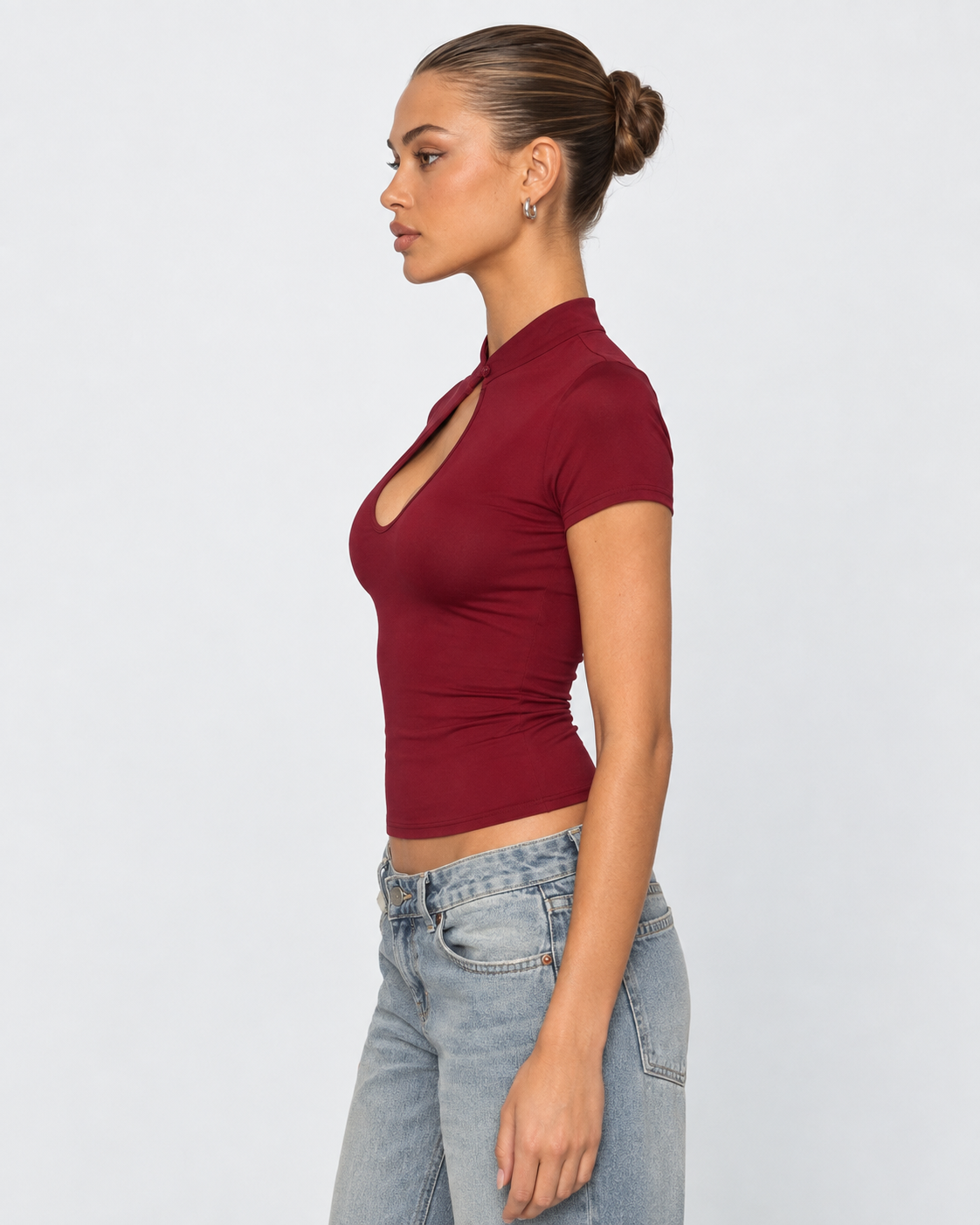 Eyes Up Keyhole Mock-Neck Top – 7