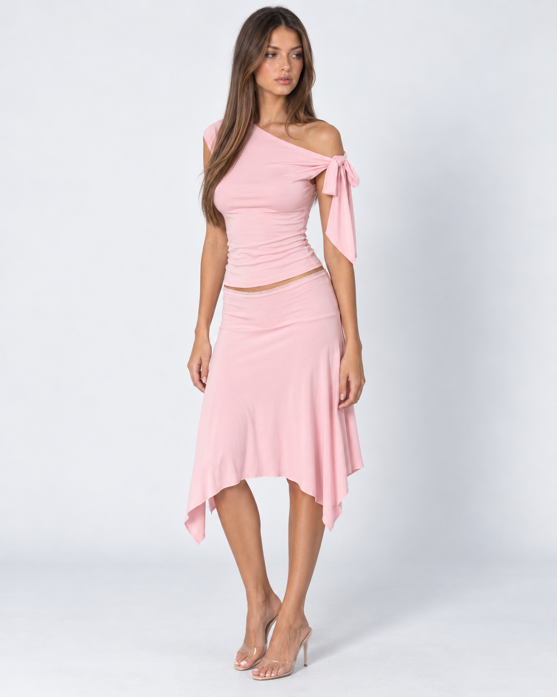 Getaway Glow One-Shoulder Skirt Set – 2