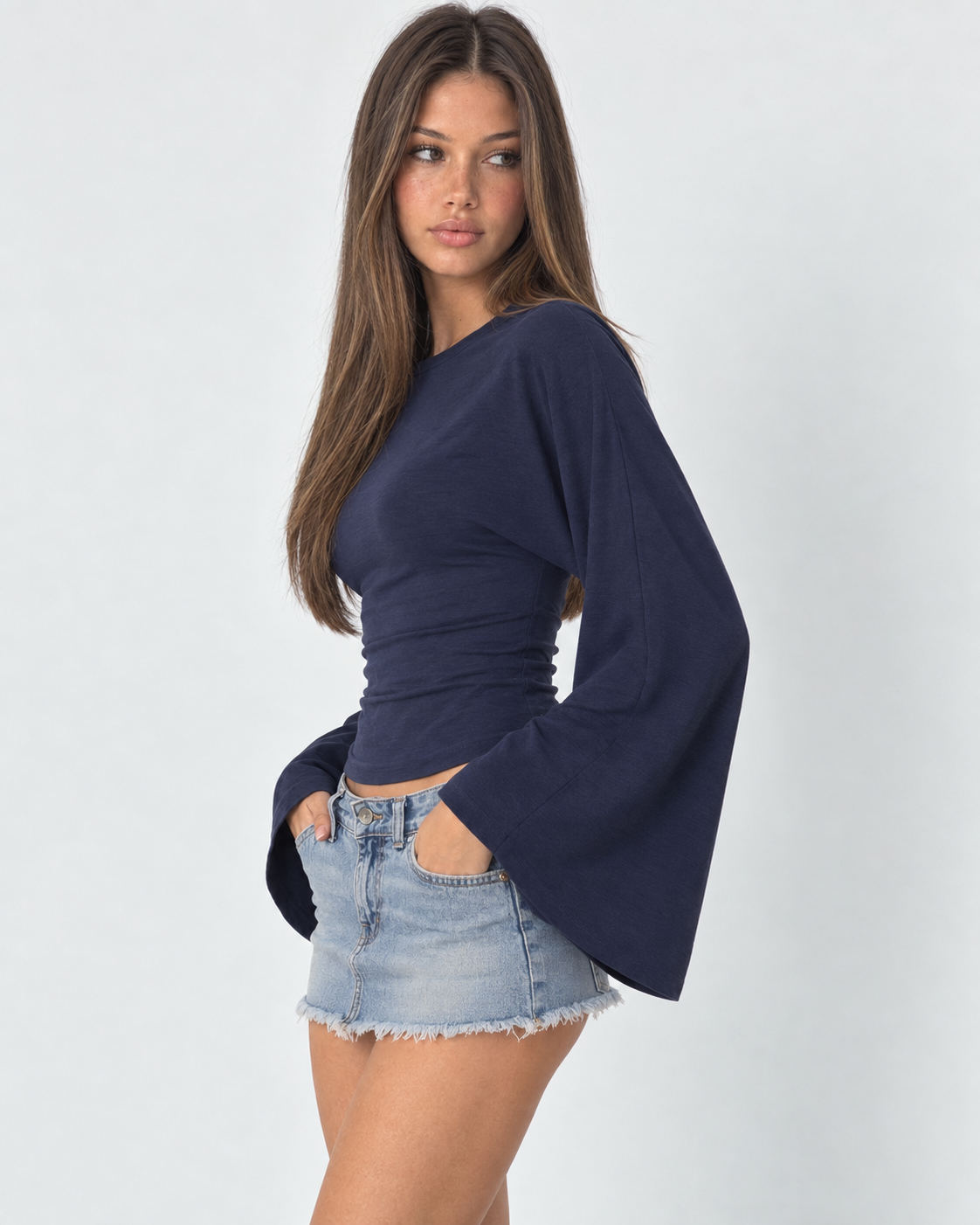 Wave Hello Ruched Bell-Sleeve Top – 15