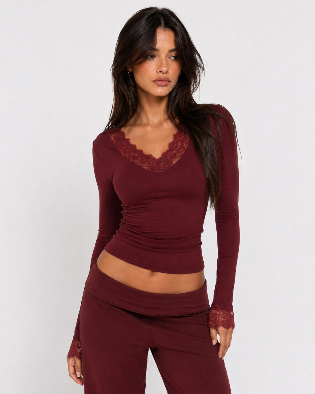 Cuff Link Lace-Trim Top – 14