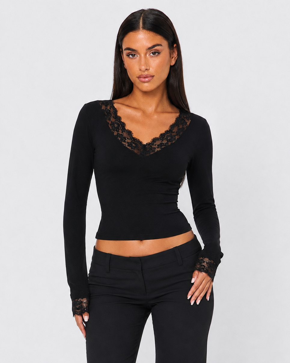 Cuff Link Lace-Trim Top – 5