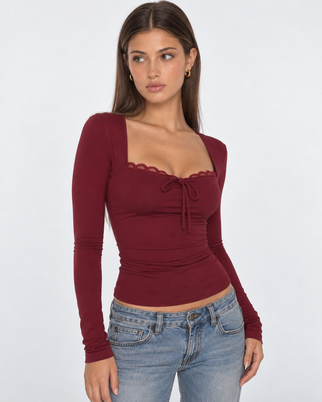 Hello Gorgeous Lace Neckline Top – 10