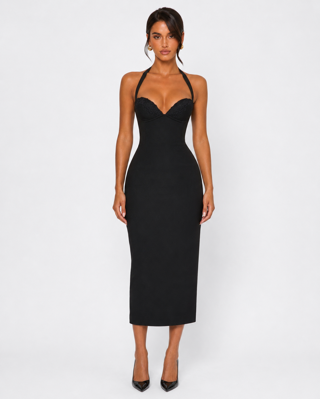 Eye Contact Halter Midi Dress – 6