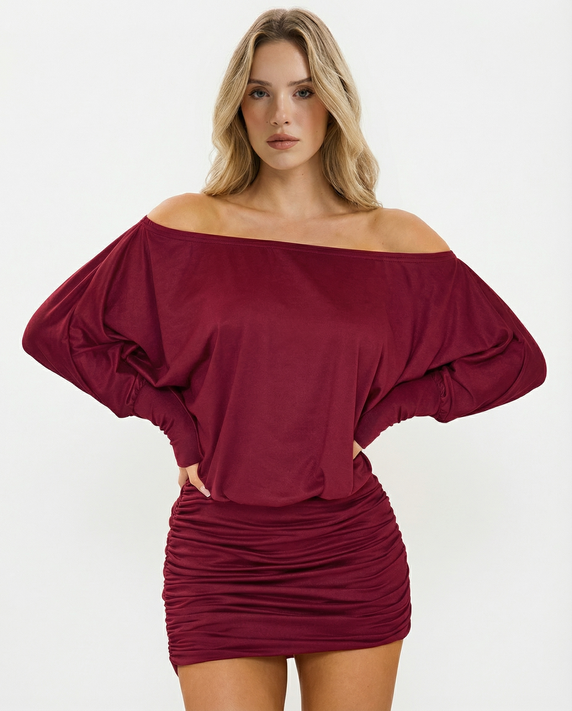 Gather Round Ruched Mini Dress – 12