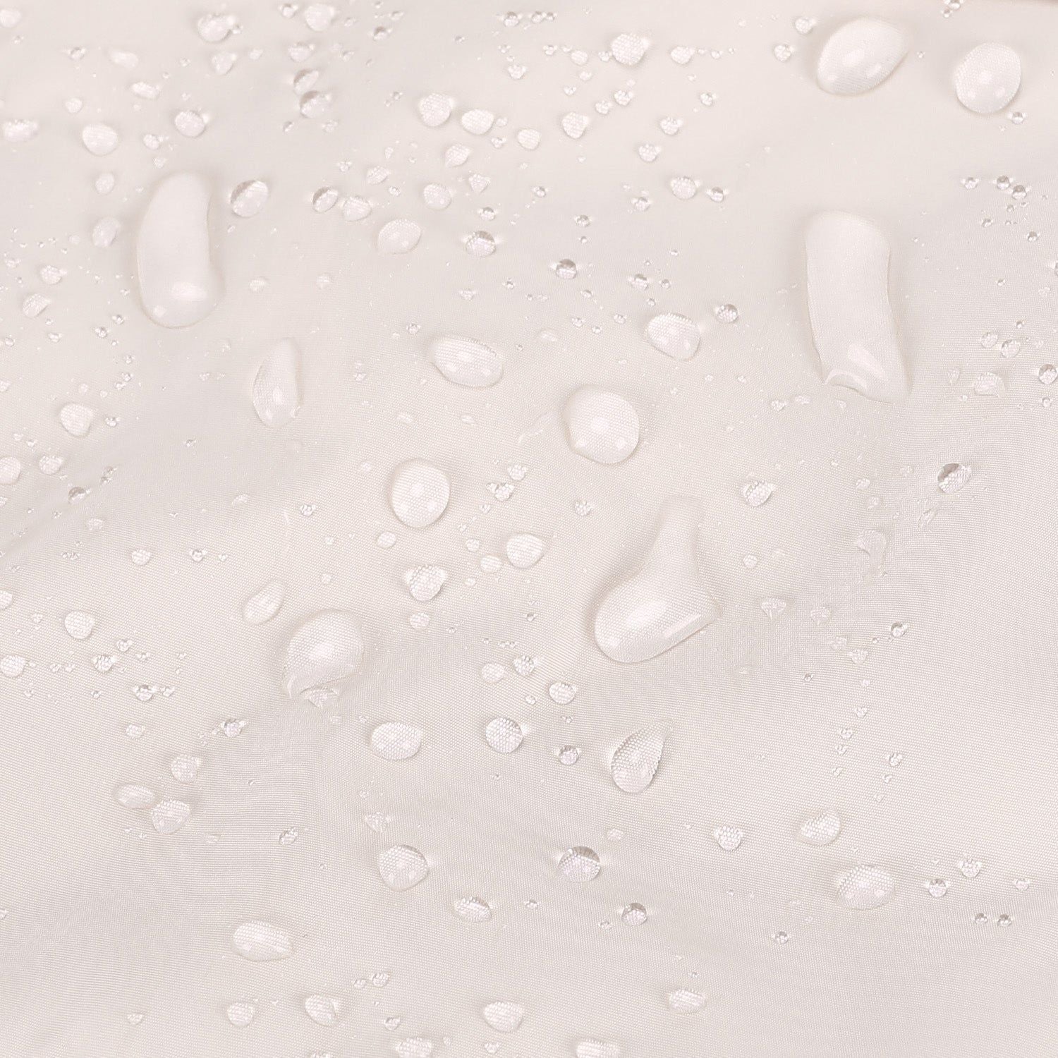 Fabric swatch, beige water-resistant tote material with droplets