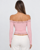 Long Shot Off-Shoulder Lace Top – 16