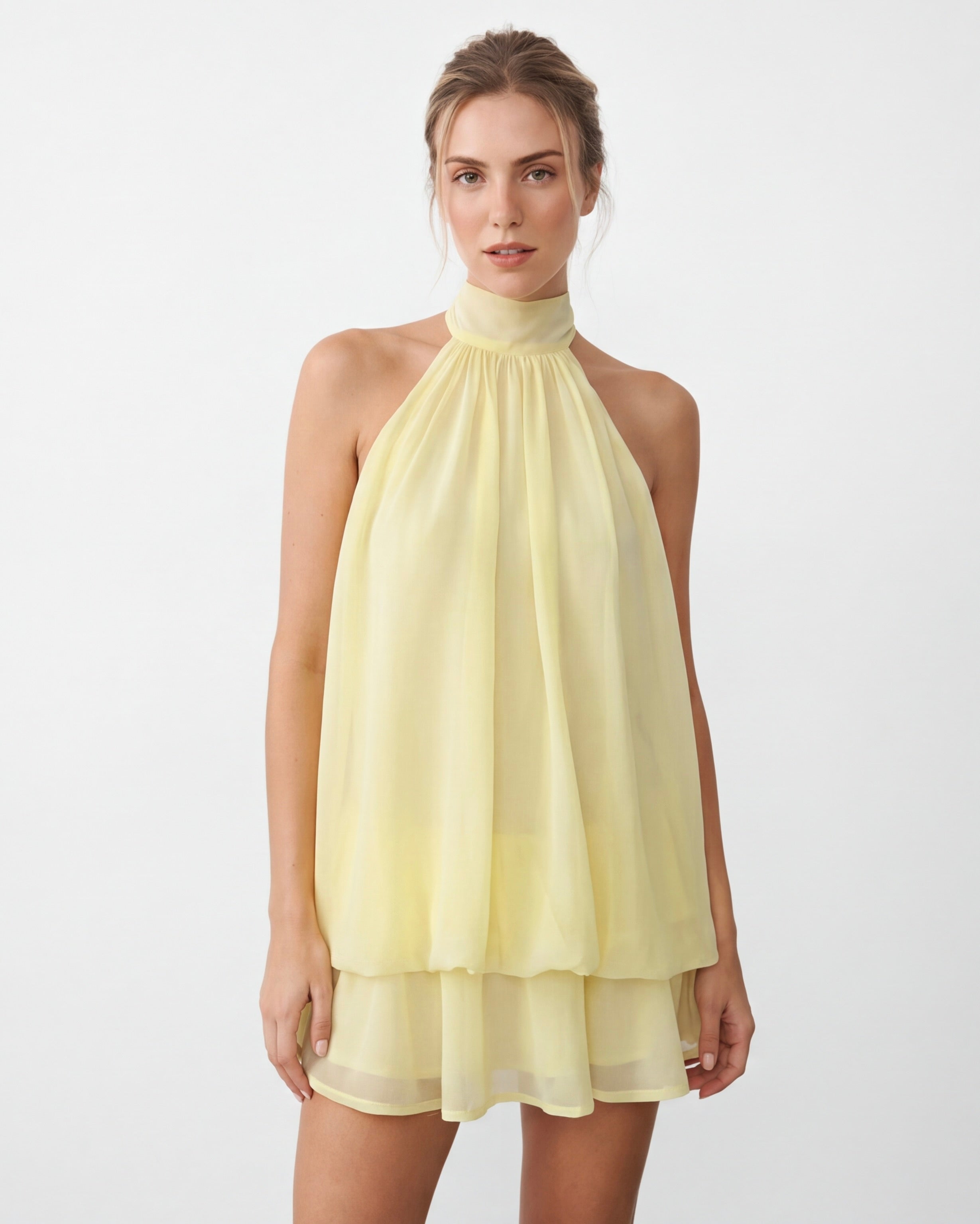 Postcard Halter Mini Dress – 3