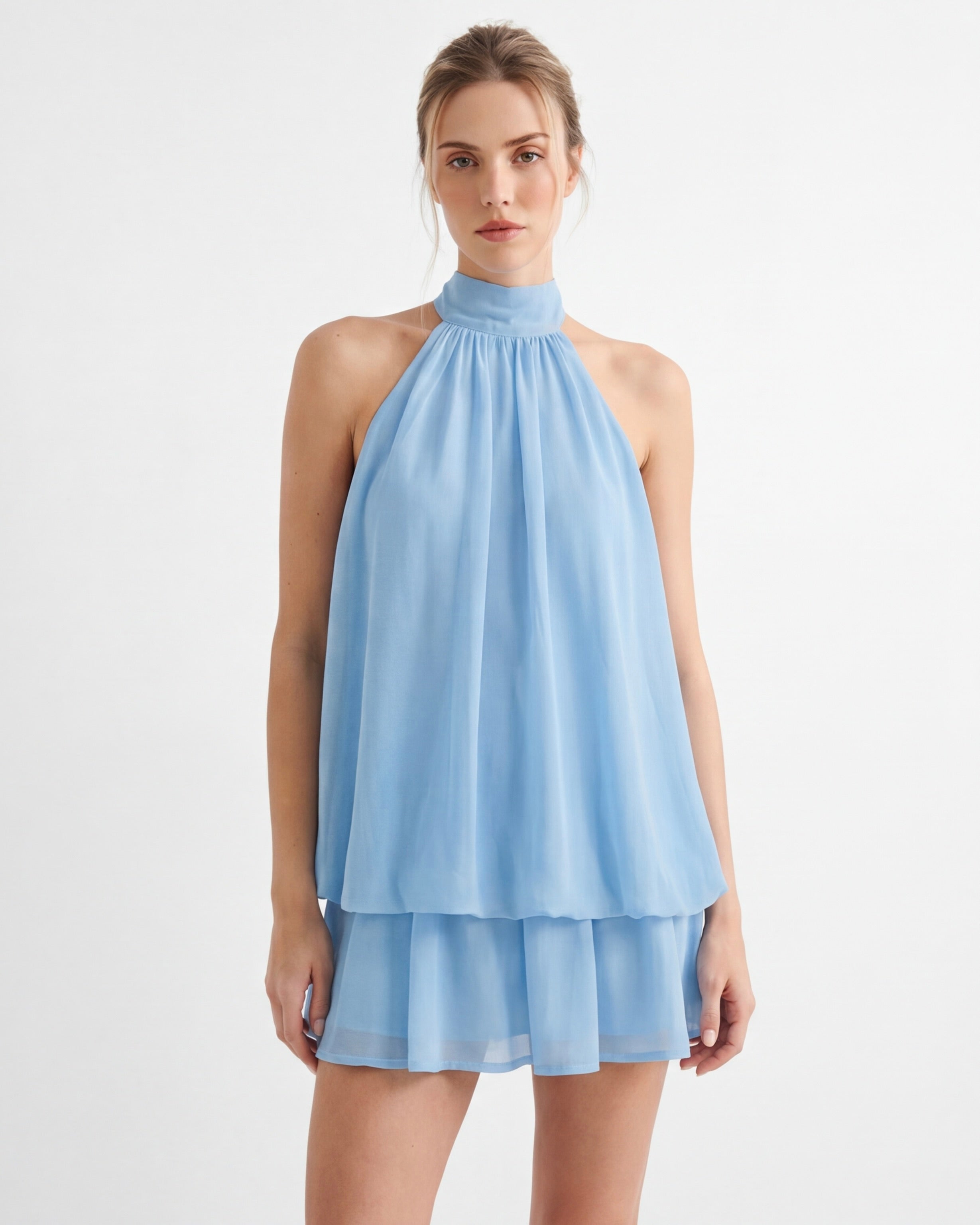 Postcard Halter Mini Dress – 7