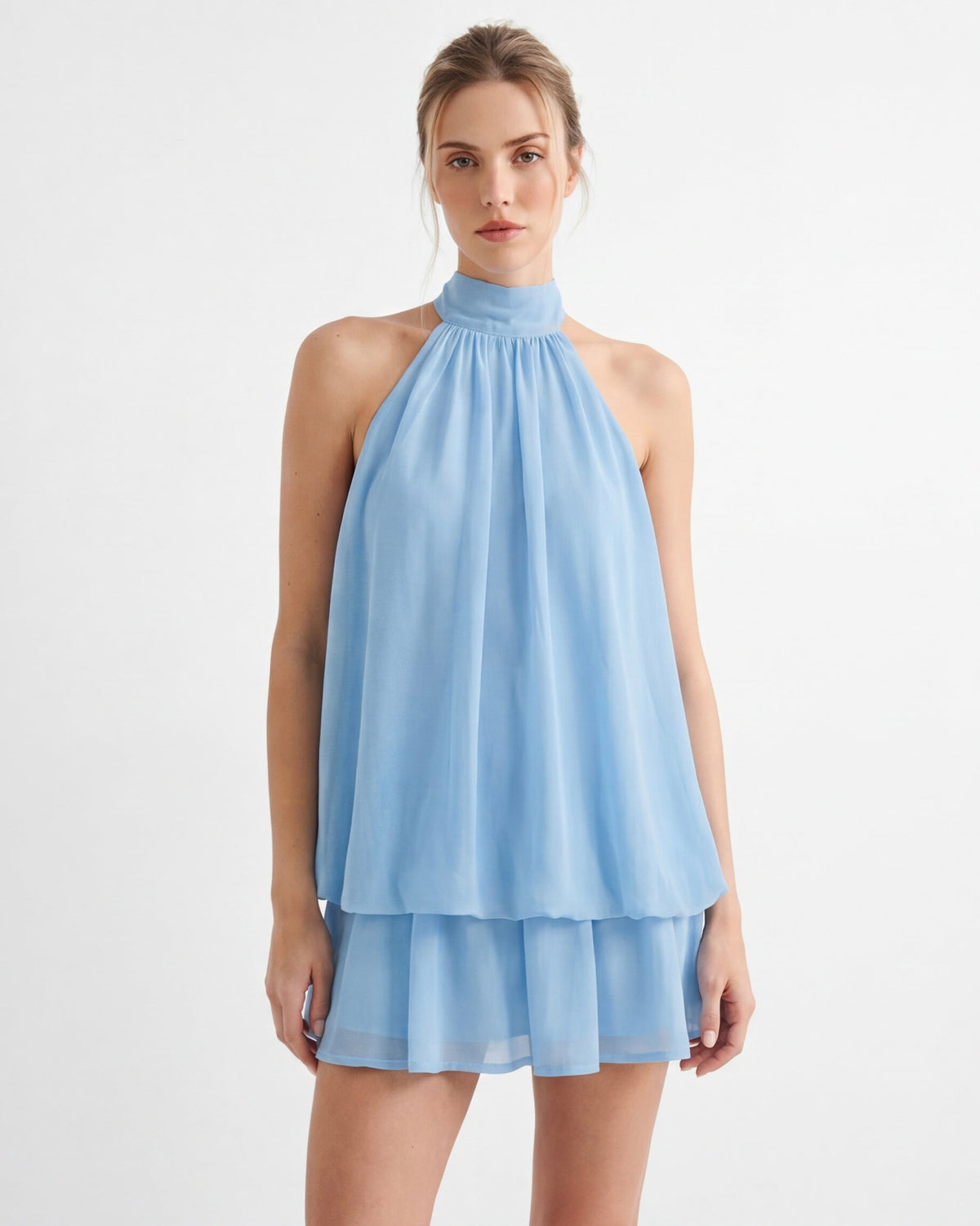 Postcard Halter Mini Dress – 7