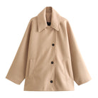 Beige oversized coat, flat lay product shot