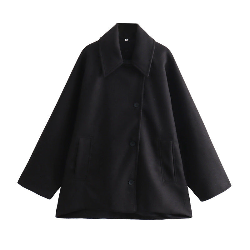 Black oversized coat, flat lay product shot