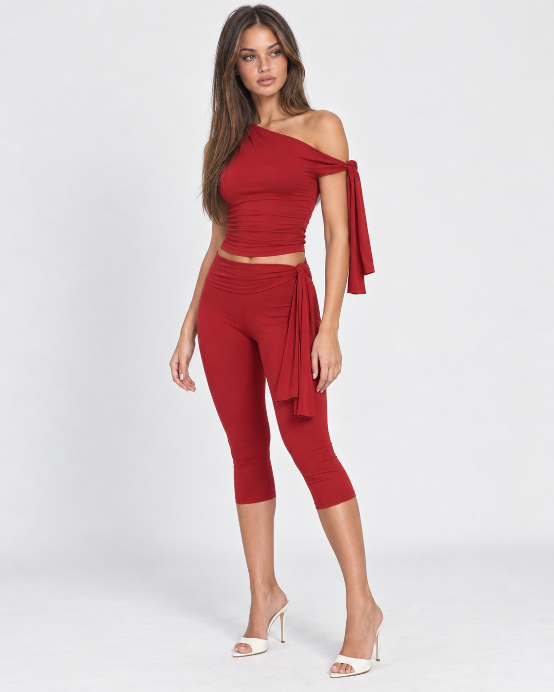 Drape Escape One-Shoulder Capri Set – 12