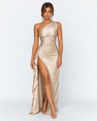 Encore One-Shoulder Satin Maxi Dress – 1