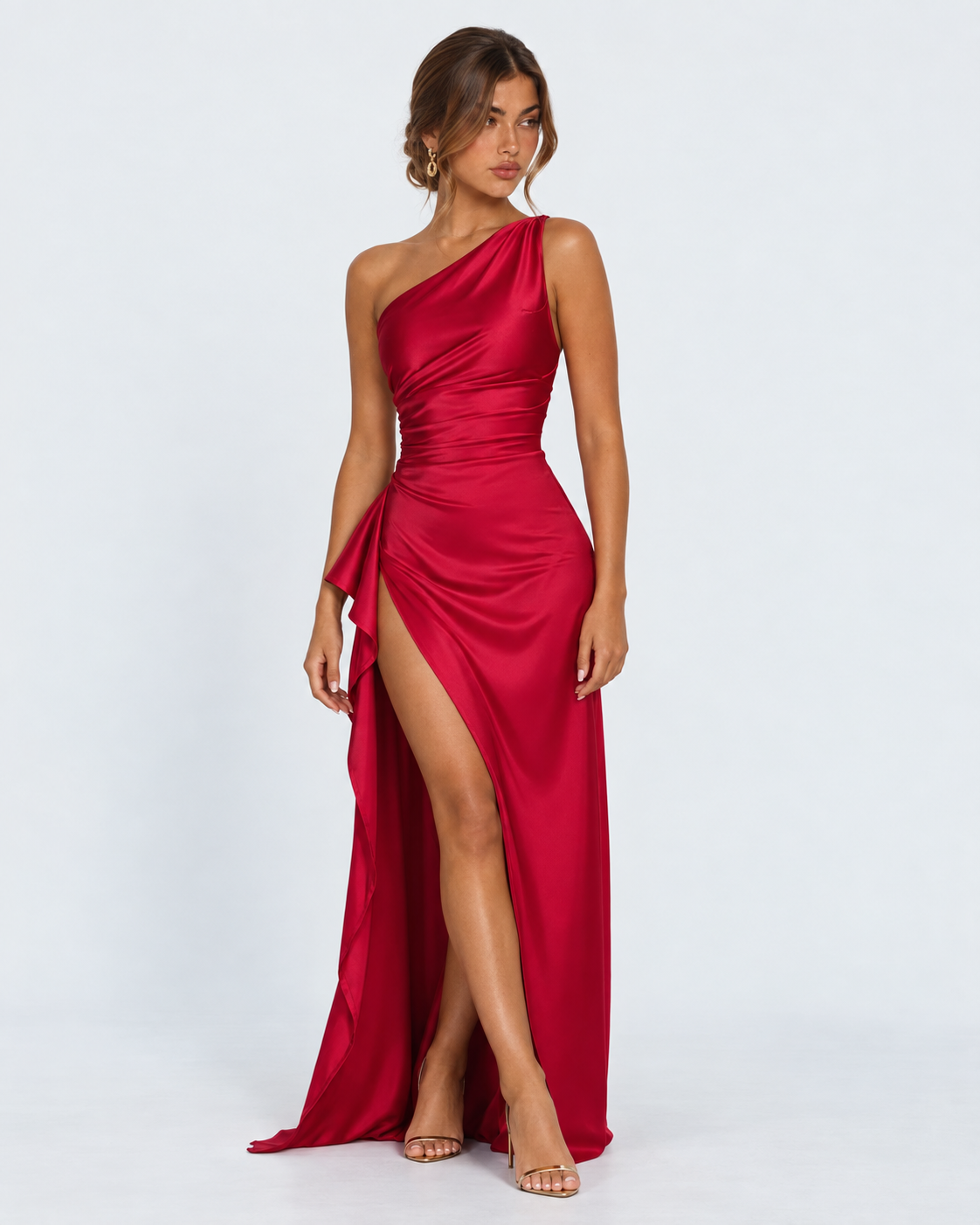 Encore One-Shoulder Satin Maxi Dress – 17