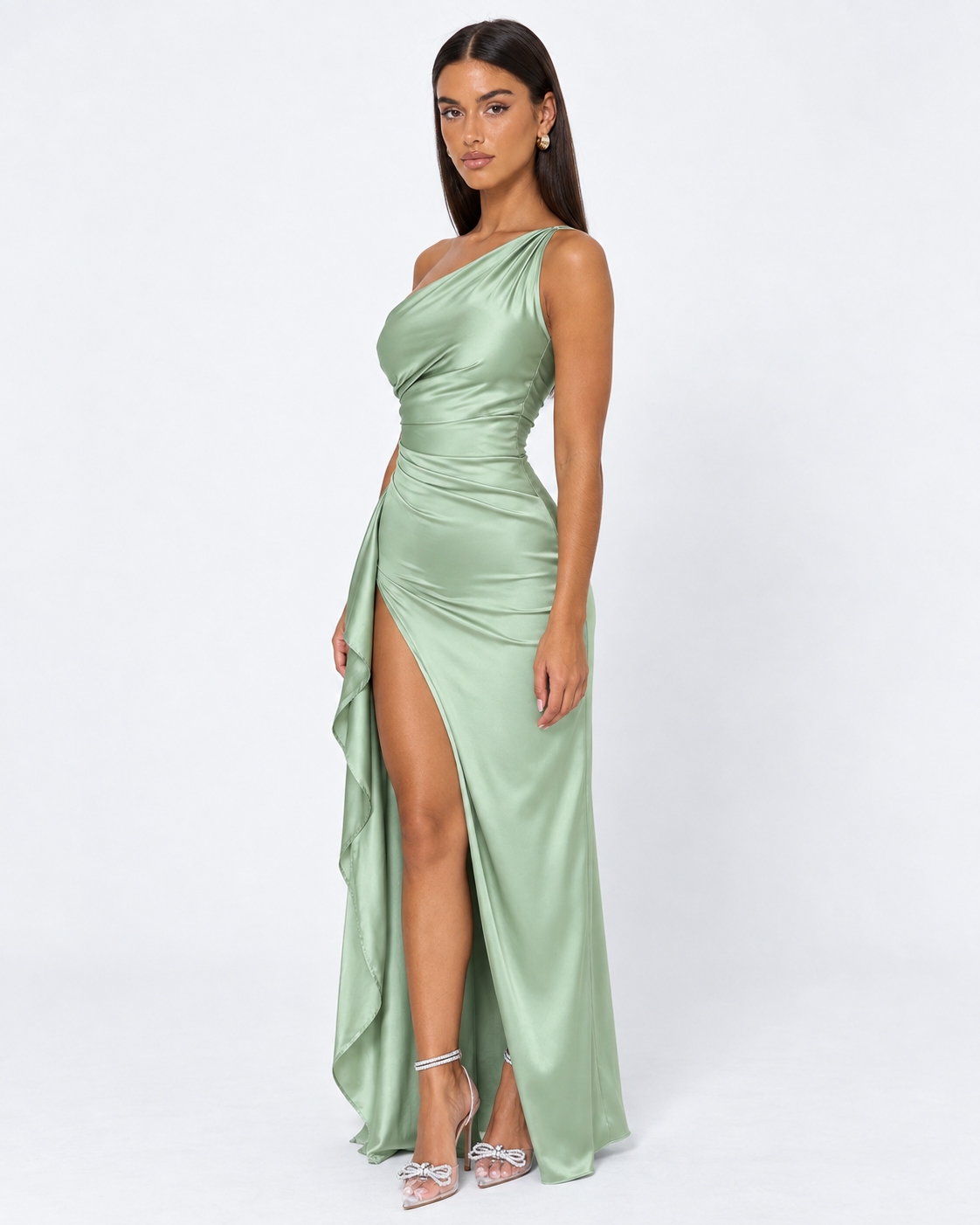 Encore One-Shoulder Satin Maxi Dress – 5