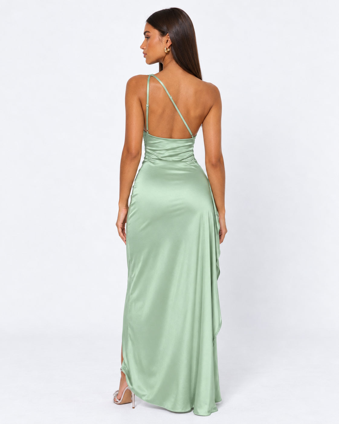 Encore One-Shoulder Satin Maxi Dress – 7