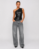 Sharp Edge Faux Leather Top – 8