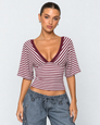 Weekend Pass Striped V-Neck Top – 13