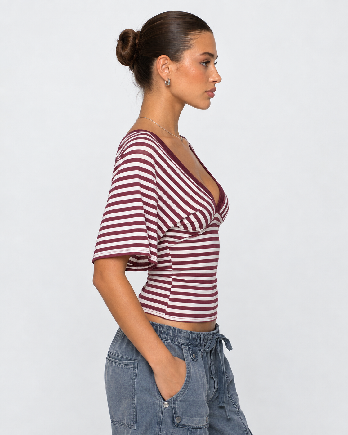 Weekend Pass Striped V-Neck Top – 14