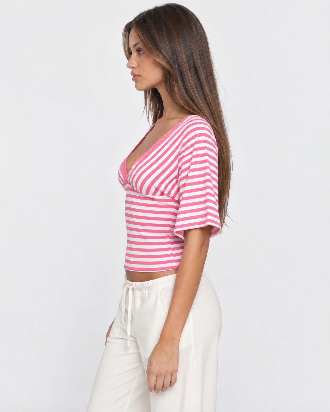 Weekend Pass Striped V-Neck Top – 7