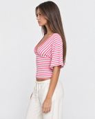 Weekend Pass Striped V-Neck Top – 7