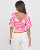 Weekend Pass Striped V-Neck Top – 8