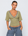 Weekend Pass Striped V-Neck Top – 9