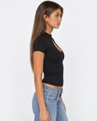 Eyes Up Keyhole Mock-Neck Top – 3