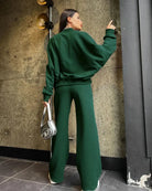 Green oversized hoodie and joggers set, back view on model