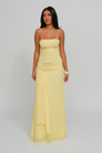 Lemon dot corset top and wrap maxi skirt, front view on model