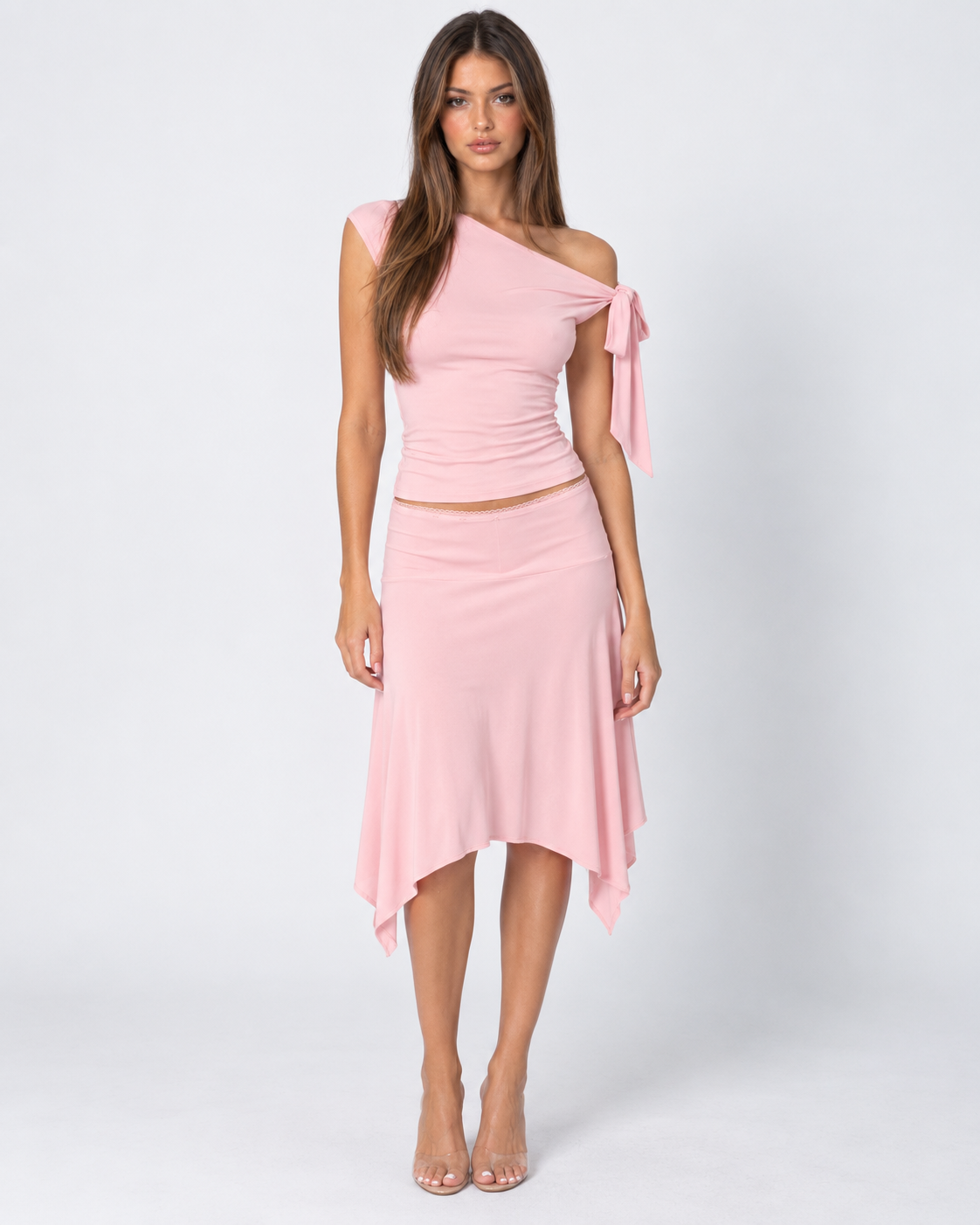 Getaway Glow One-Shoulder Skirt Set – 1