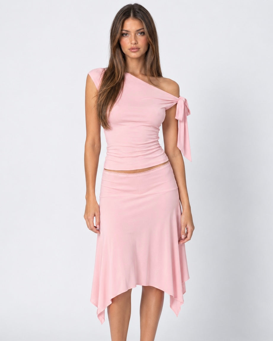 Getaway Glow One-Shoulder Skirt Set – 4