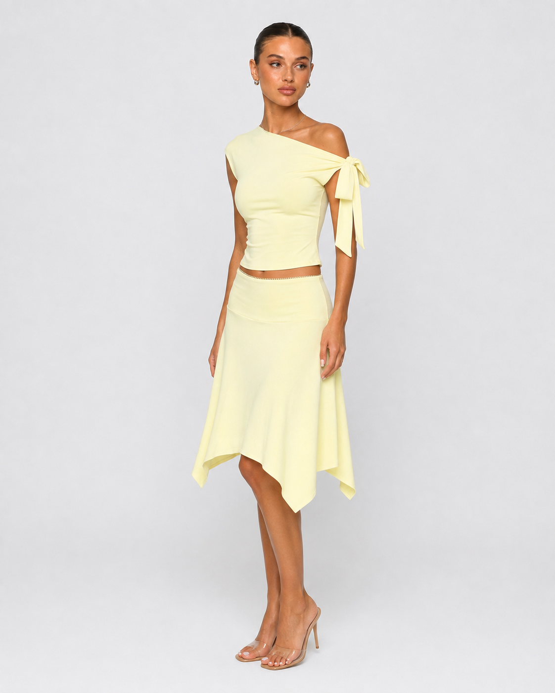 Getaway Glow One-Shoulder Skirt Set – 7