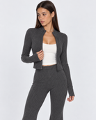 Zipped Lips Ribbed Cardigan Set – 12