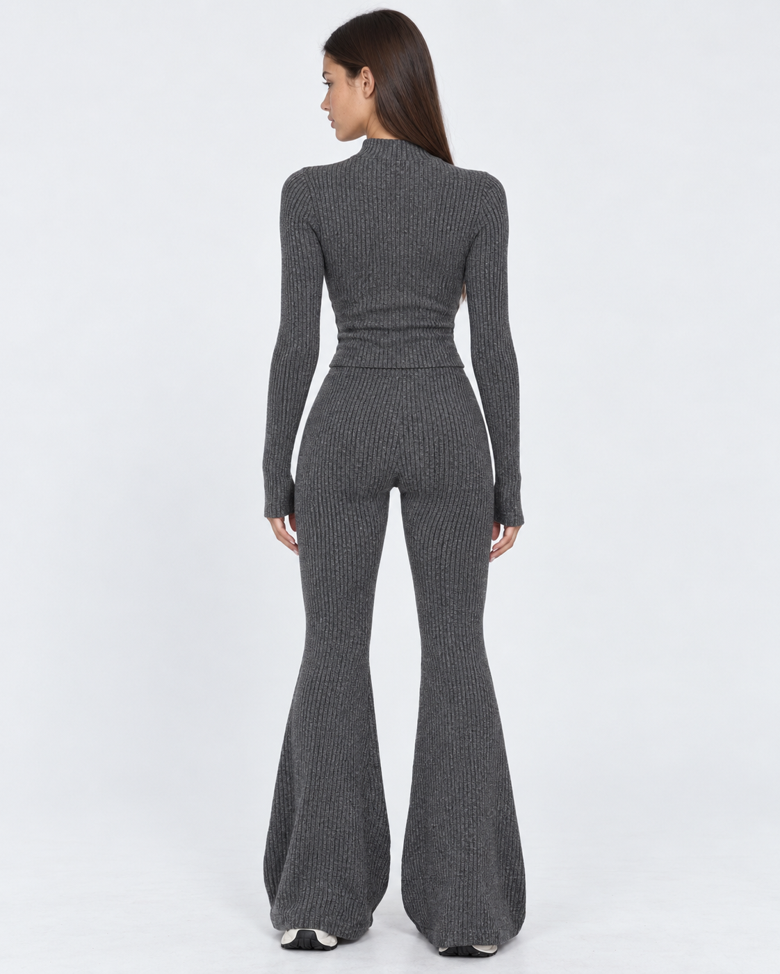 Zipped Lips Ribbed Cardigan Set – 14