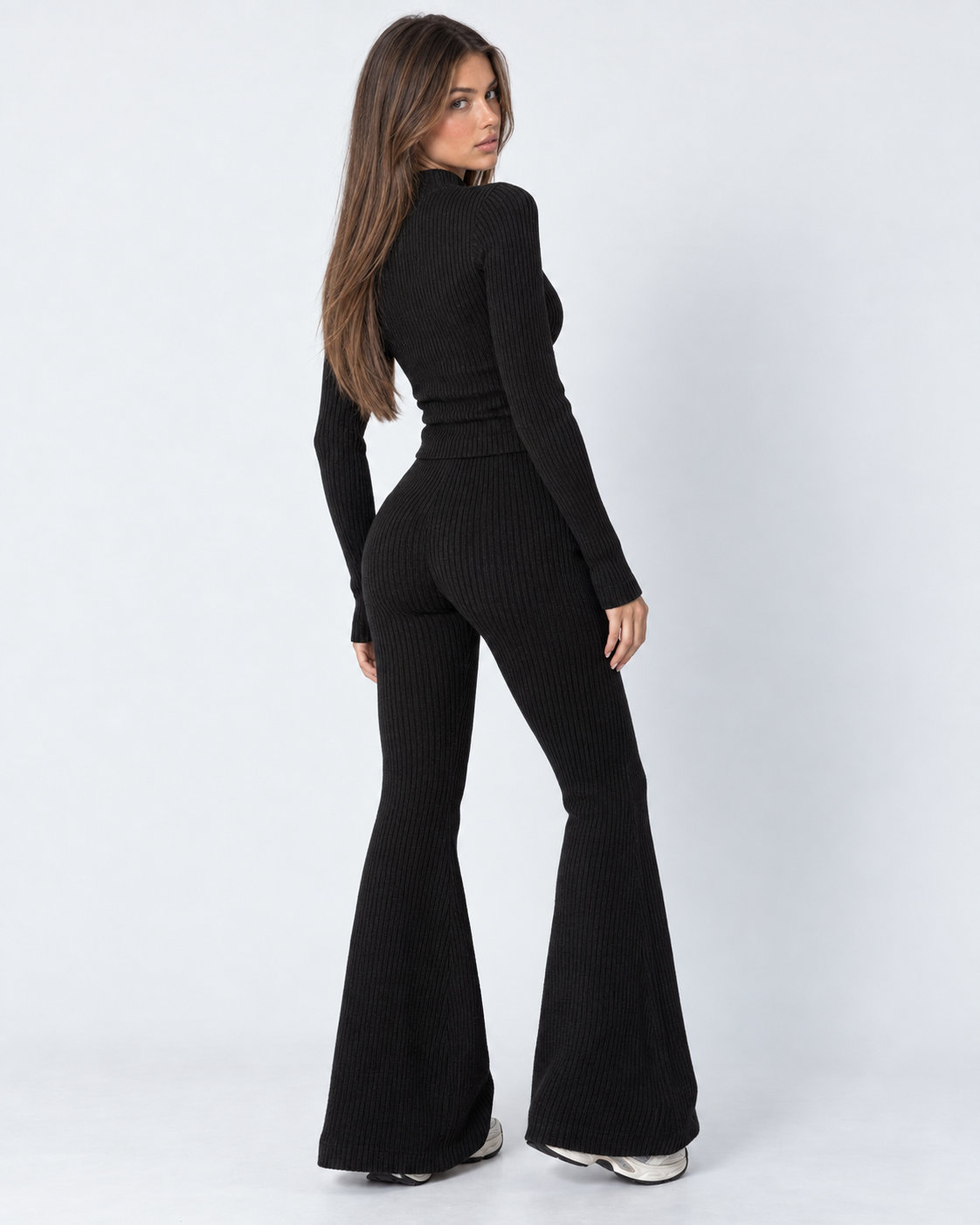 Zipped Lips Ribbed Cardigan Set – 18