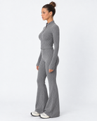 Zipped Lips Ribbed Cardigan Set – 2
