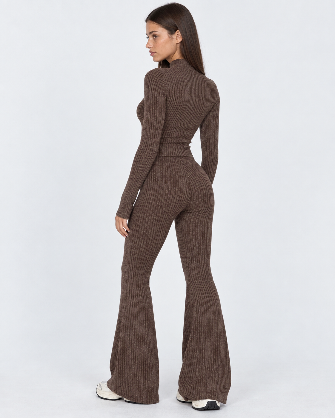 Zipped Lips Ribbed Cardigan Set – 22