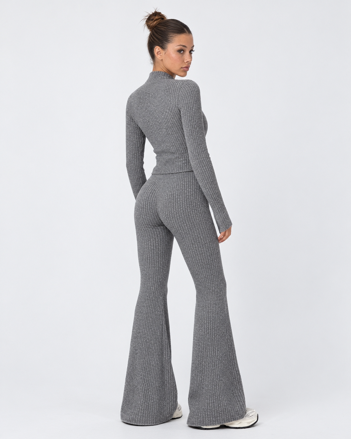 Zipped Lips Ribbed Cardigan Set – 4