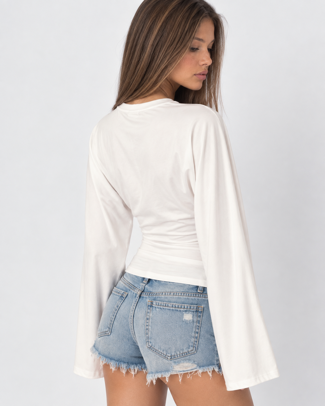 Wave Hello Ruched Bell-Sleeve Top – 12