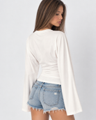 Wave Hello Ruched Bell-Sleeve Top – 12
