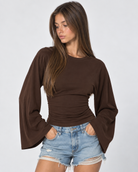 Wave Hello Ruched Bell-Sleeve Top – 20