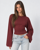 Wave Hello Ruched Bell-Sleeve Top – 21