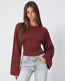 Wave Hello Ruched Bell-Sleeve Top – 21