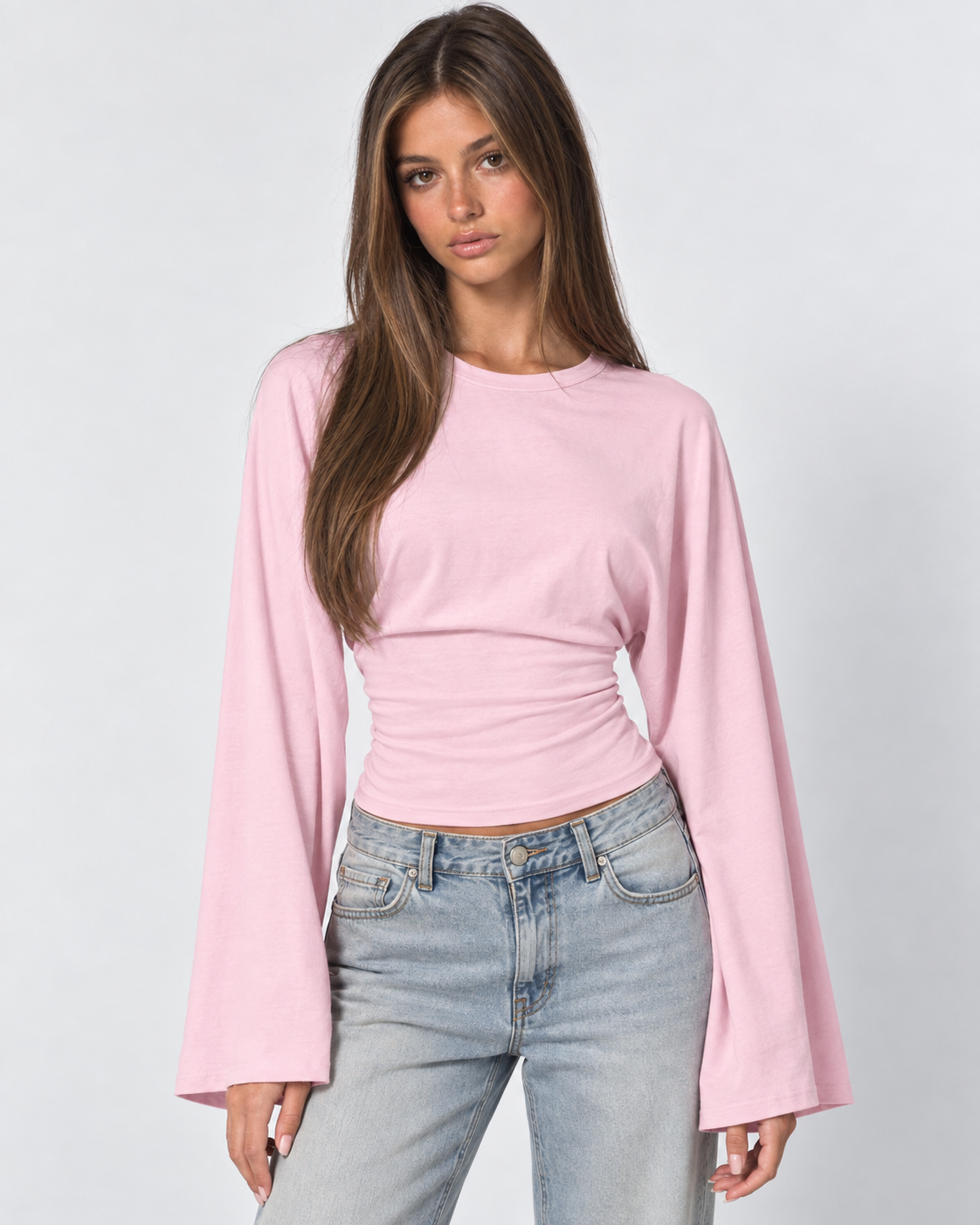 Wave Hello Ruched Bell-Sleeve Top – 24